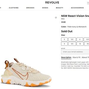 Nike NSW React Vision Sneaker in Pale Ivory & Monarch.